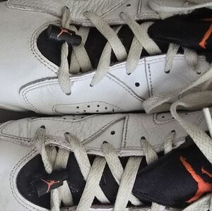 White and Black Sneakers with Red Accents, Jordan 6 Golf Shoes